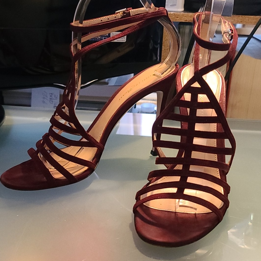 GIANVITO ROSSI Burgundy Strappy Stiletto  Euro 39 - Picture 2 of 11